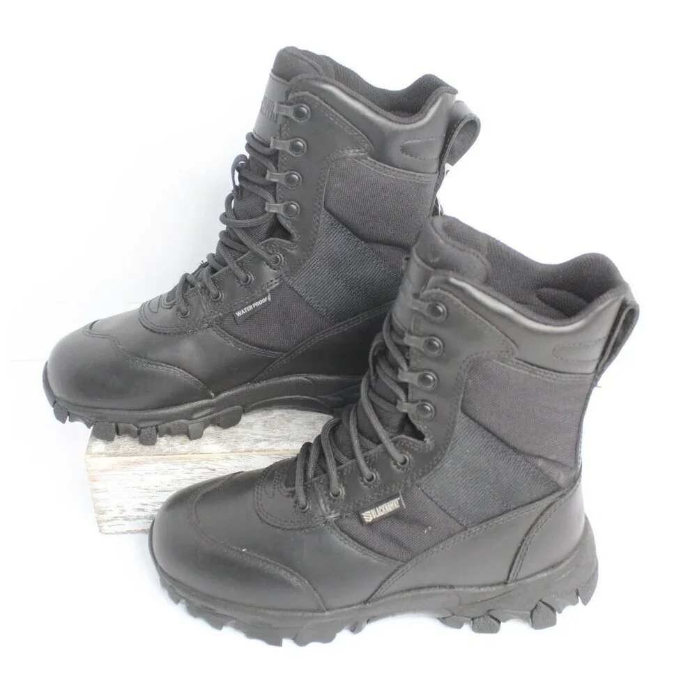 BLACKHAWK! Combat Boots‎ Men's Size 5 Black Ops Leather Waterproof Cushioned - Picture 2 of 16